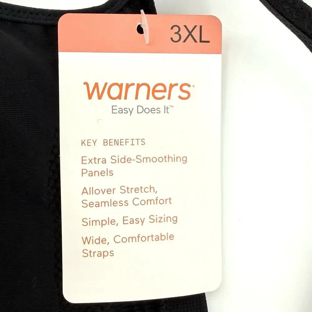 Warners Lightly Lined Wireless Bra “All You Need”Black 3XL New